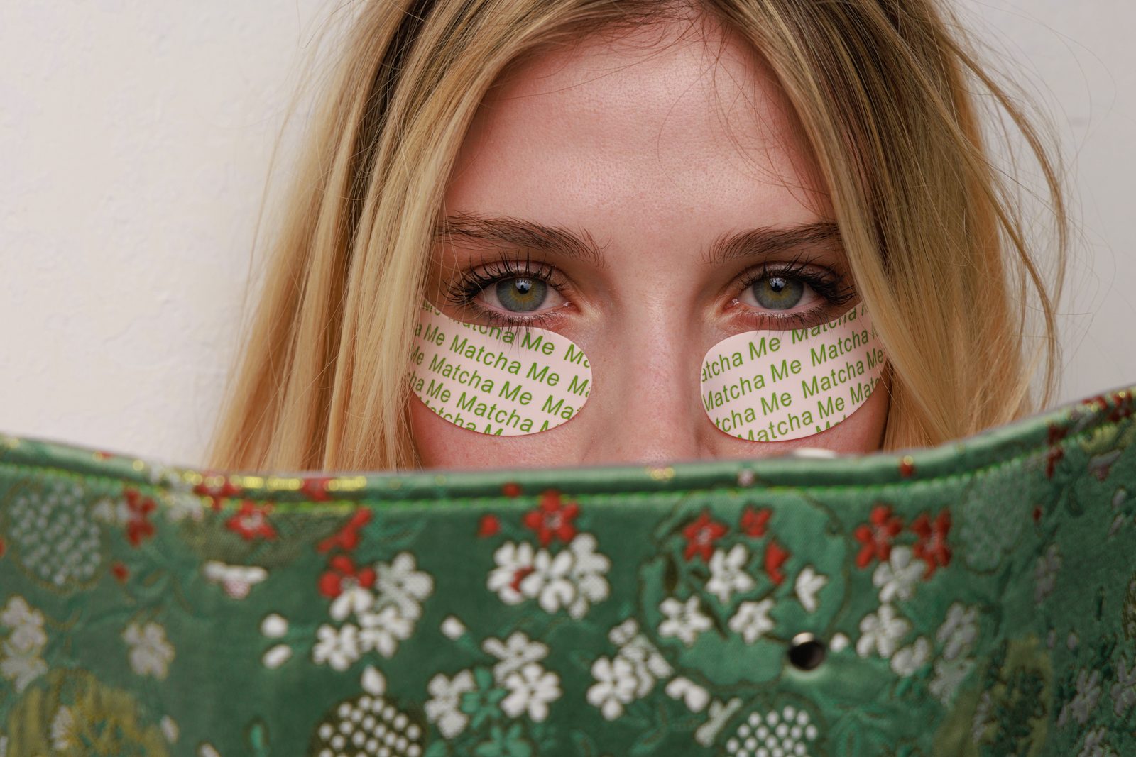 Matcha eye patches, up close